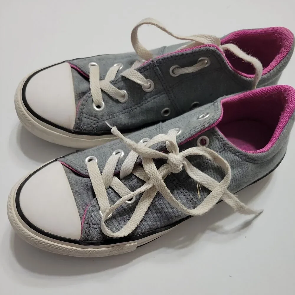 Converse All Star Shoes Girl 2 Grey Purple Low Top Jersey Canvas Comfort Sneaker